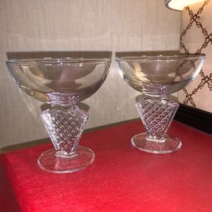 1950s Cristal d’Arques Durand Gaufrette Champagne Sherbet Glasses French Vintage